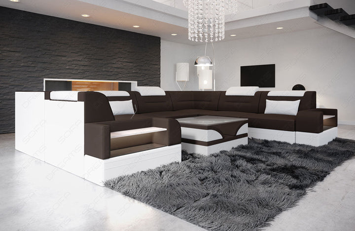 Stoffsofa Trivento U Form Mini in mokka - Mineva18 Mikrofaser Stoff