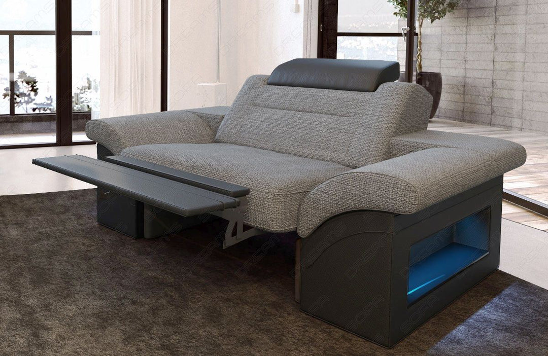 Relax Sessel modern Monza mit verstellbaren KopfstÃ¼tzen in Webstoff - grau Hugo5 - Die LED Beleuchtung und Relaxfunktion sind optional erhÃ¤ltlich. Bei weiteren Fragen kontaktieren Sie uns bitte.