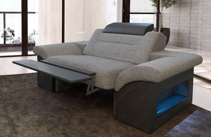 Relax Sessel modern Monza mit verstellbaren KopfstÃ¼tzen in Webstoff - grau Hugo5 - Die LED Beleuchtung und Relaxfunktion sind optional erhÃ¤ltlich. Bei weiteren Fragen kontaktieren Sie uns bitte.