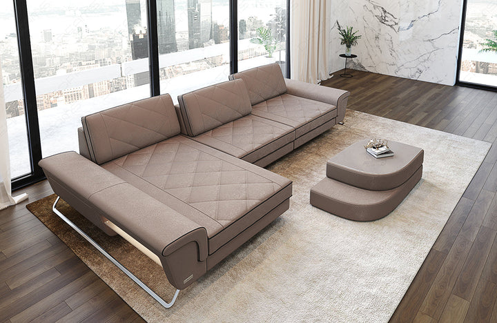 Stoffsofa Bari L Form in Wildleder Optik Altara - Beige1B