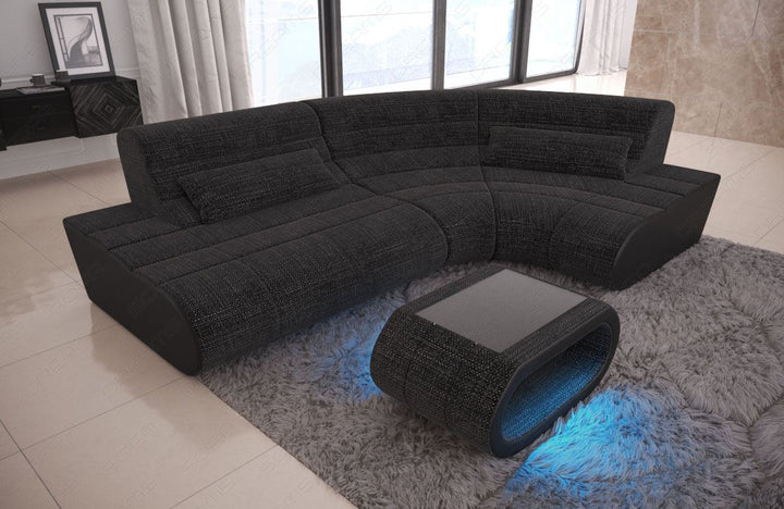 Design Eckcouch Concept L Form Mini in schwarz-grau - Hugo12 Strukturstoff