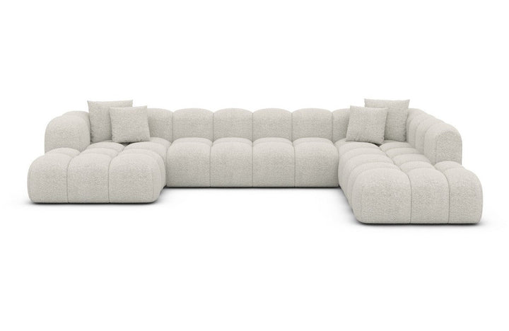 Polster Sofa Wohnlandschaft Formentera XXL mit Boucl??stoff Bezug - Weiss 