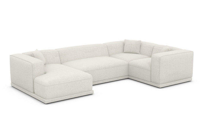 Polster Sofa Wohnlandschaft Merida U Form mit Boucl??stoff Bezug - Weiss