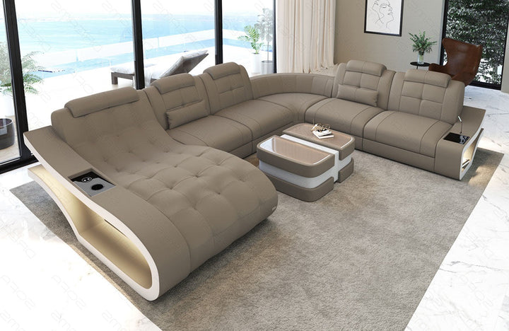 Polster Wohnlandschaft Elegante XXL in taupe - Mineva21 Mikrofaser