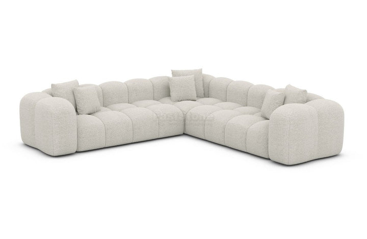 Polster Ecksofa Formentera L Form Bouclestoff in Weiss