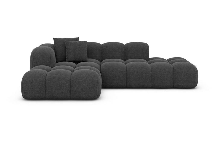 Design Stoffsofa Formentera L Form Lounge mit Struktrurstoff Bezug - Anthrazit