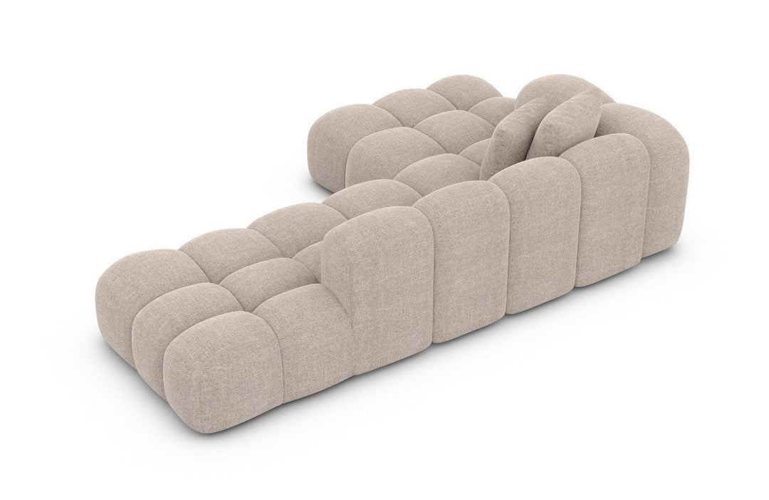 Design Stoffsofa Formentera L Form Lounge mit Struktrurstoff Bezug - Beige