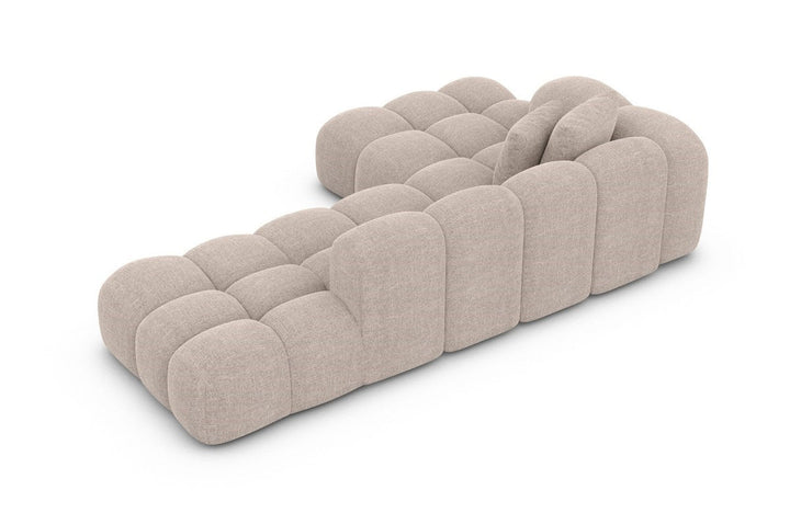 Design Stoffsofa Formentera L Form Lounge mit Struktrurstoff Bezug - Beige