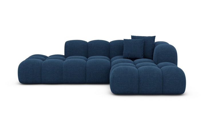 Design Stoffsofa Formentera L Form Lounge mit Struktrurstoff Bezug - Blau