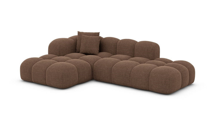 Design Stoffsofa Formentera L Form Lounge mit Struktrurstoff Bezug - Braun