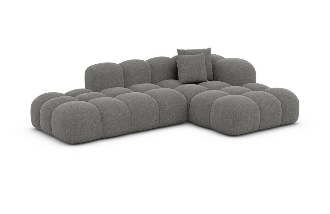 Design Stoffsofa Formentera L Form Lounge mit Struktrurstoff Bezug - Dunkelgrau