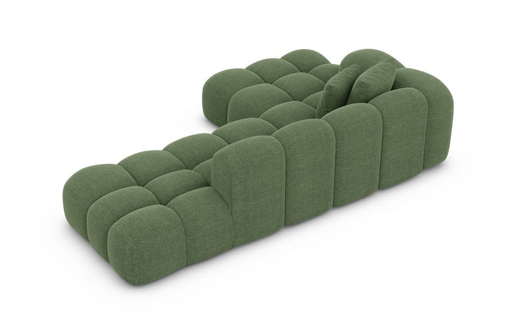 Design Stoffsofa Formentera L Form Lounge mit Struktrurstoff Bezug - Gr?¬n