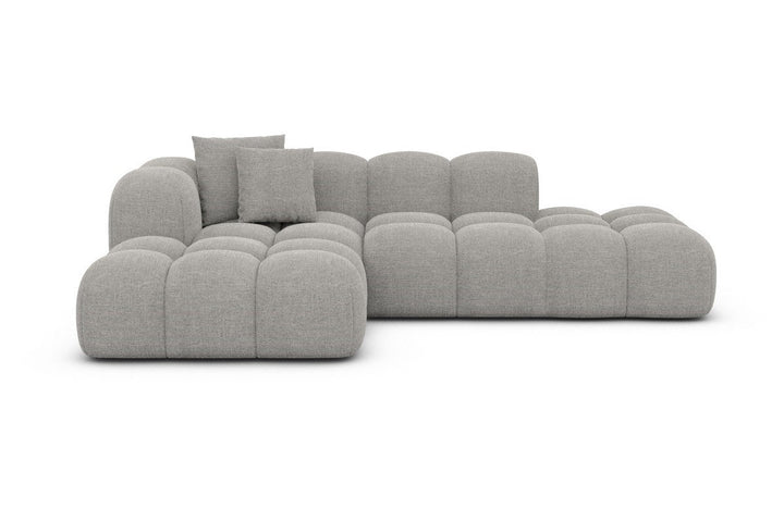 Design Stoffsofa Formentera L Form Lounge mit Struktrurstoff Bezug - Hellgrau