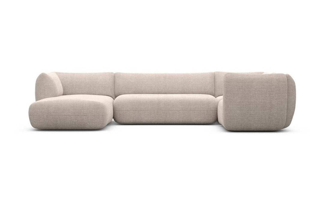 Moderne Polster Wohnlandschaft Madrid U Form mit Strukturstoff Bezug - Beige