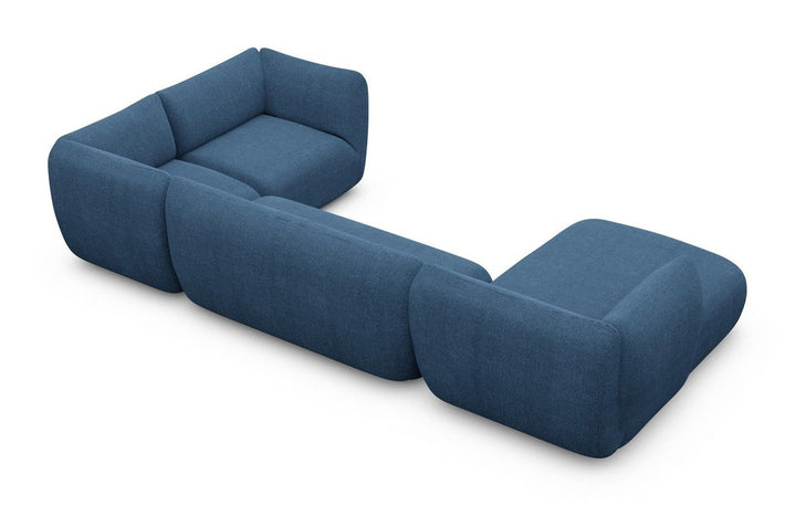 Moderne Polster Wohnlandschaft Madrid U Form mit Strukturstoff Bezug - Blau