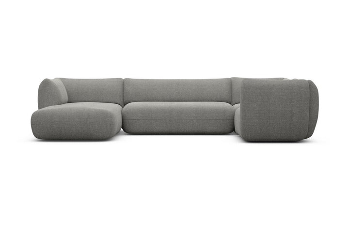 Moderne Polster Wohnlandschaft Madrid U Form mit Strukturstoff Bezug - Dunkelgrau