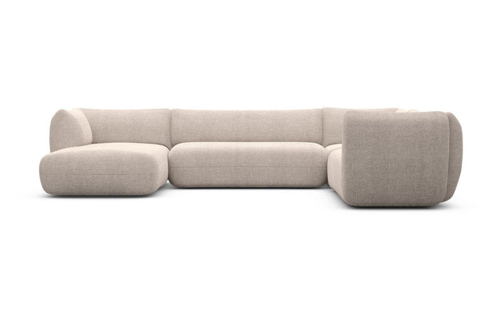 Luxus Polster Wohnlandschaft Madrid XXL mit Strukturstoffbezug - Beige