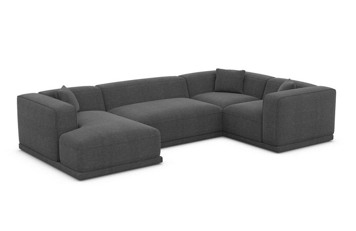Elegante Stoffcouch Merida U Form mit Strukturstoff Bezug - Anthrazit