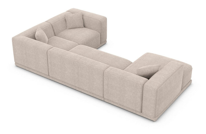 Elegante Stoffcouch Merida U Form mit Strukturstoff Bezug - Beige