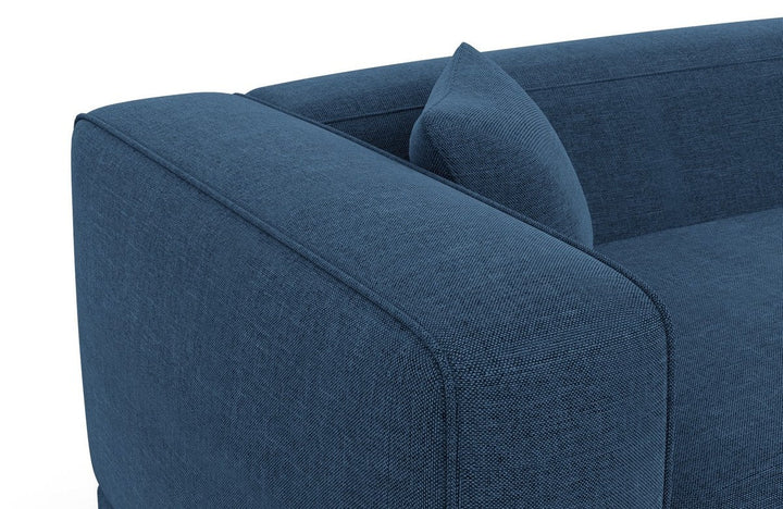 Elegante Stoffcouch Merida U Form mit Strukturstoff Bezug - Blau - Detailansicht