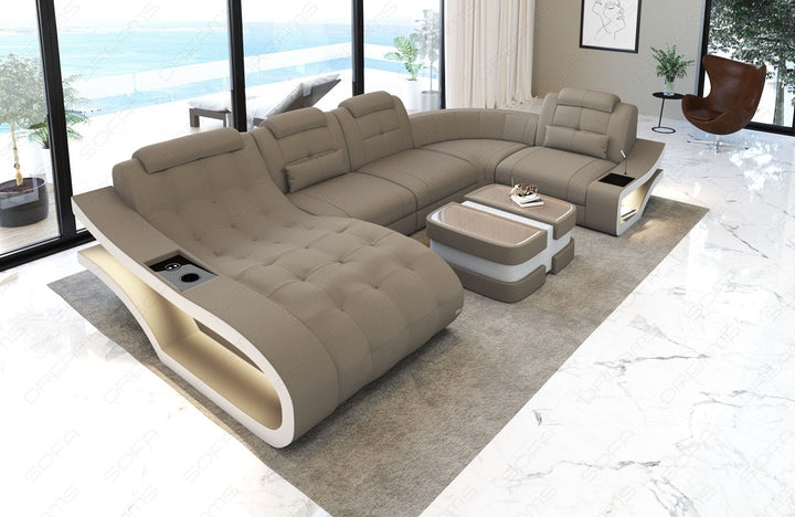 Mikrofaser Sofa Wohnlandschaft Elegante U Form in taupe - Mineva21