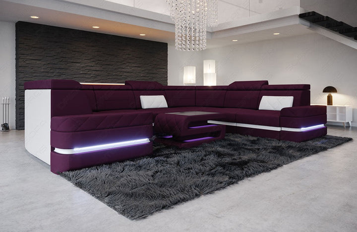 Polstersofa Wohnlandschaft Positano U Form in lila - Mineva13 - Nebenfarbe weiÃŸ