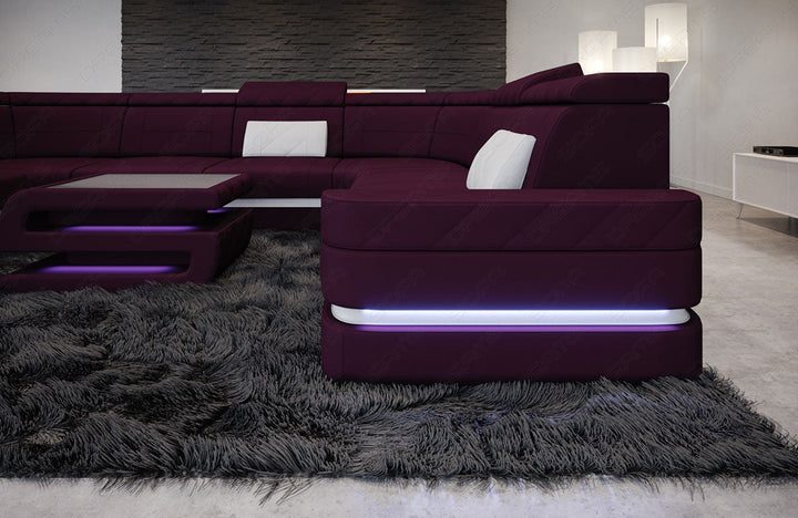 Polstersofa Wohnlandschaft Positano U Form in lila - Mineva13 - Nebenfarbe weiÃŸ