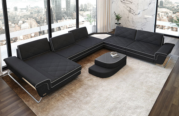 Modernes Polstersofa Ferrara XXL in dunkelgrau - Mineva8 Mikrofaserstoff