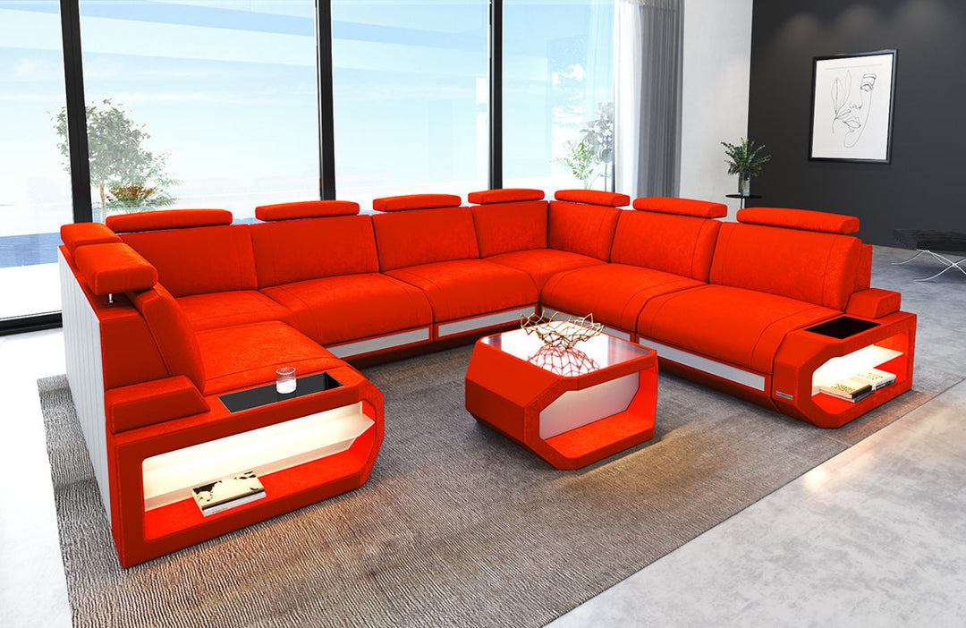 Stoff Wohnlandschaft Siena U Form in orange - SunVelvet1012 Samtstoff