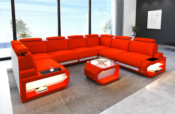 Stoff Wohnlandschaft Siena U Form in orange - SunVelvet1012 Samtstoff