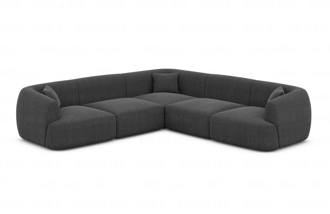 Modernes Stoff Ecksofa Tabarca L Form mit Strukturstoff Bezug in Anthrazit