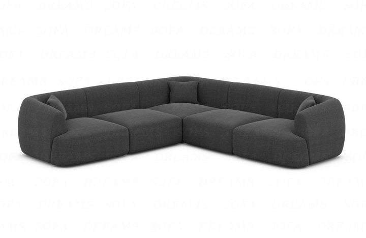 Modernes Stoff Ecksofa Tabarca L Form mit Strukturstoff Bezug in Anthrazit