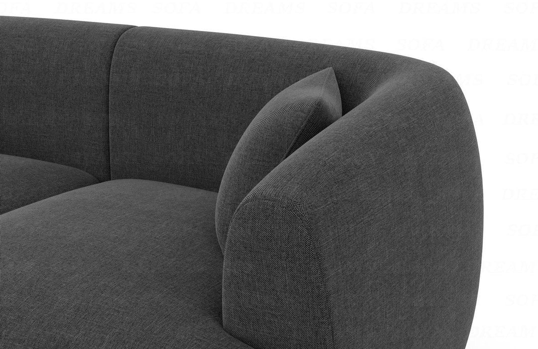 Modernes Stoff Ecksofa Tabarca L Form mit Strukturstoff Bezug in Anthrazit