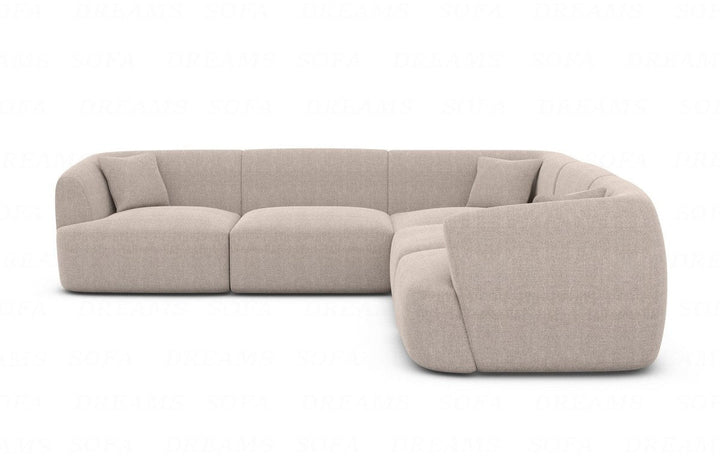Modernes Stoff Ecksofa Tabarca L Form mit Strukturstoff Bezug in Beige