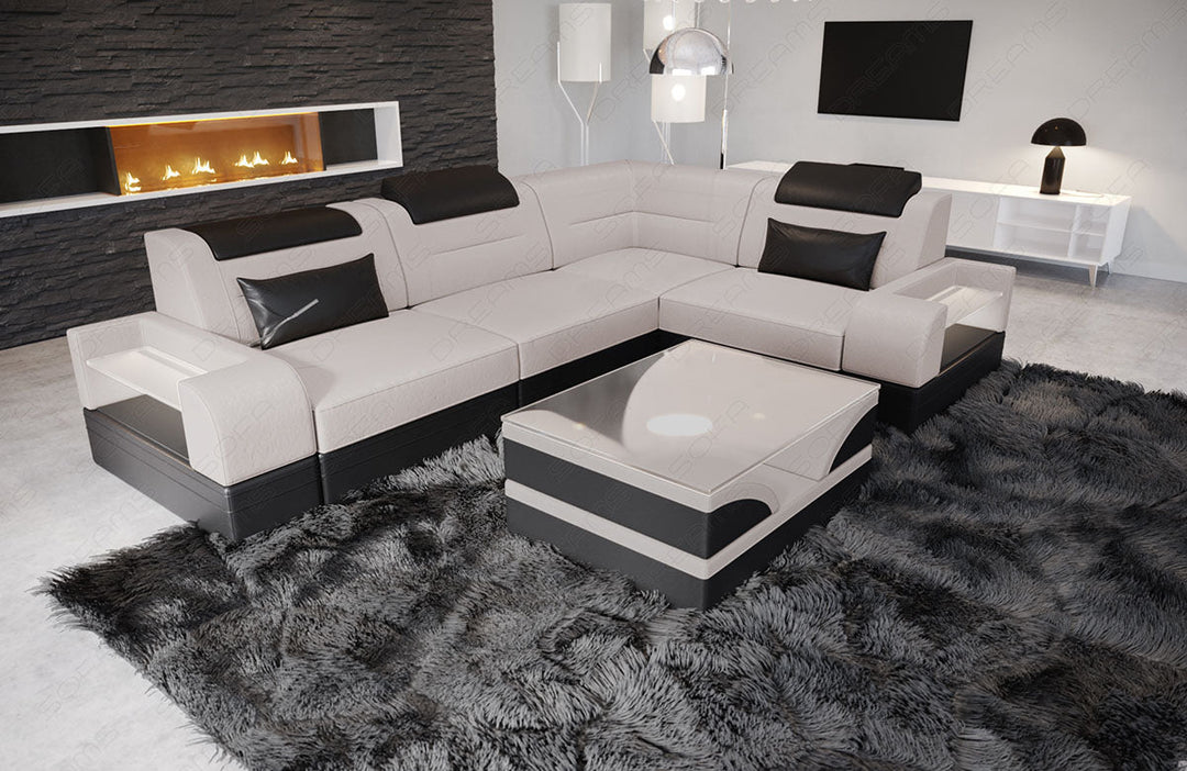 Polster Ecksofa Trivento L Form kurz in cream - Altara1A - Wildleder Optik Stoff