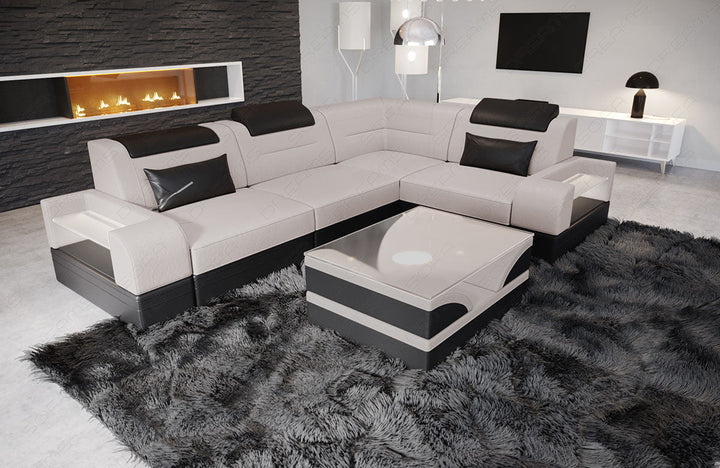 Polster Ecksofa Trivento L Form kurz in cream - Altara1A - Wildleder Optik Stoff