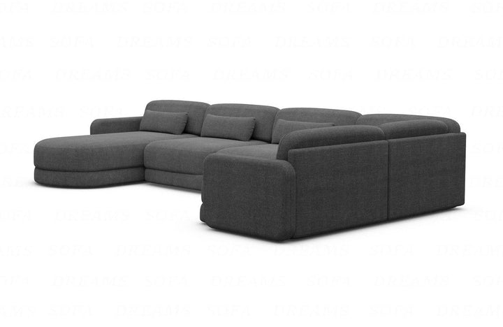 Designer Stoff Wohnlandschaft Valencia U Form mit Strukturstoff Bezug - Anthrazit
