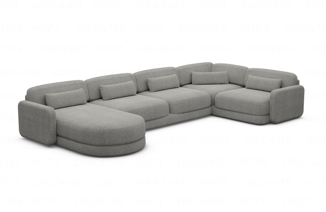 Designer Stoff Wohnlandschaft Valencia U Form mit Strukturstoff Bezug - Dunkelgrau