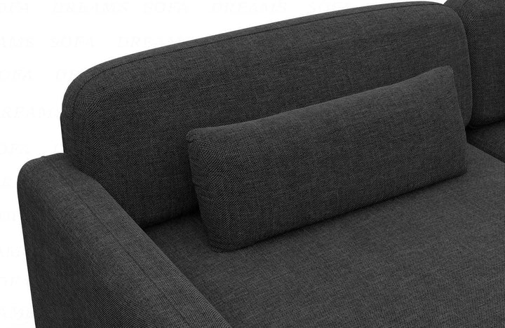 Designer Stoff Wohnlandschaft Valencia U Form mit Strukturstoff Bezug - Schwarz - Detailansicht