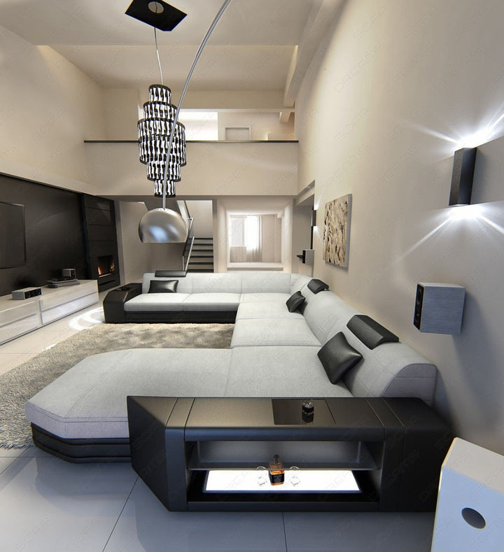 Polstersofa Prato XXL mit LED-Beleuchtung in hellgrau - Mineva12