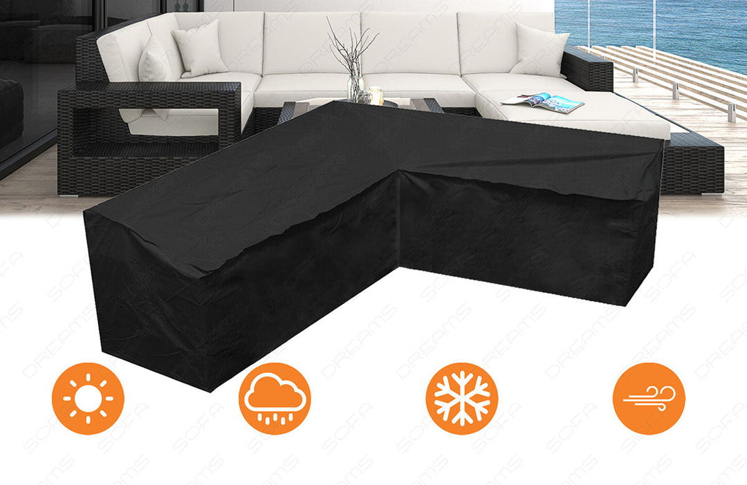 FÃ¼r das Rattansofa Messana U Form erhalten Sie eine 100% Polyester Schutzabdeckung