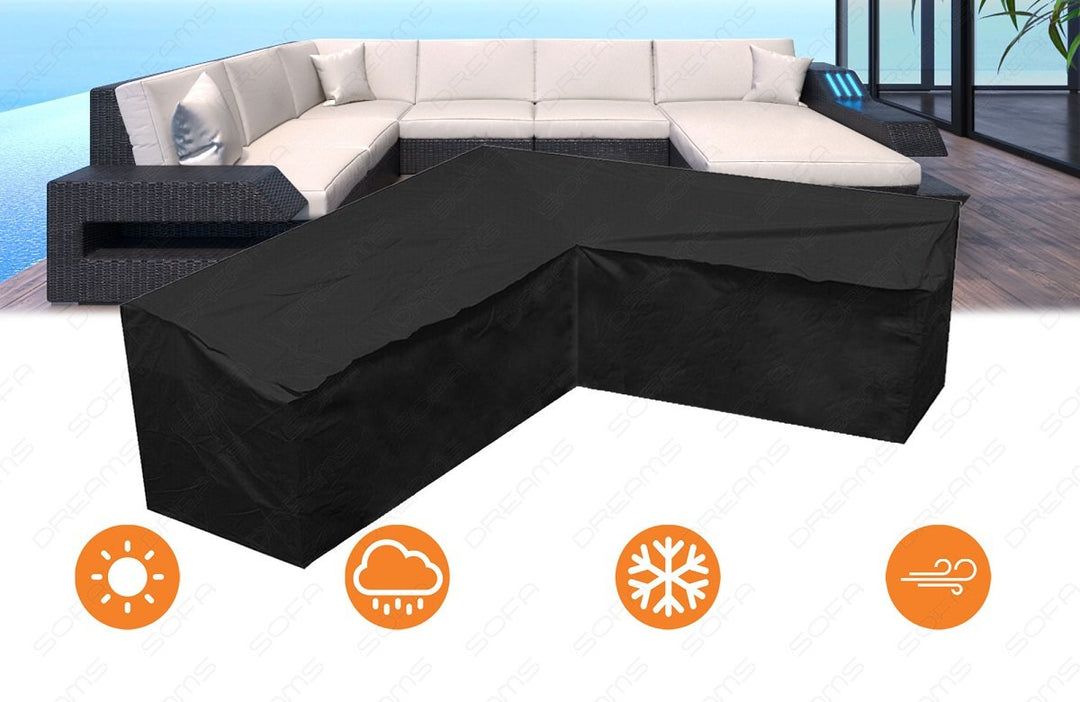 Hochwertige Schutzabdeckung fÃ¼r das Rattansofa Ravenna XXL - 100% Polyester in schwarz - 3teilig