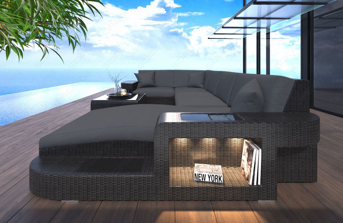 Rattan Sofa Konstantin U Shape Gray