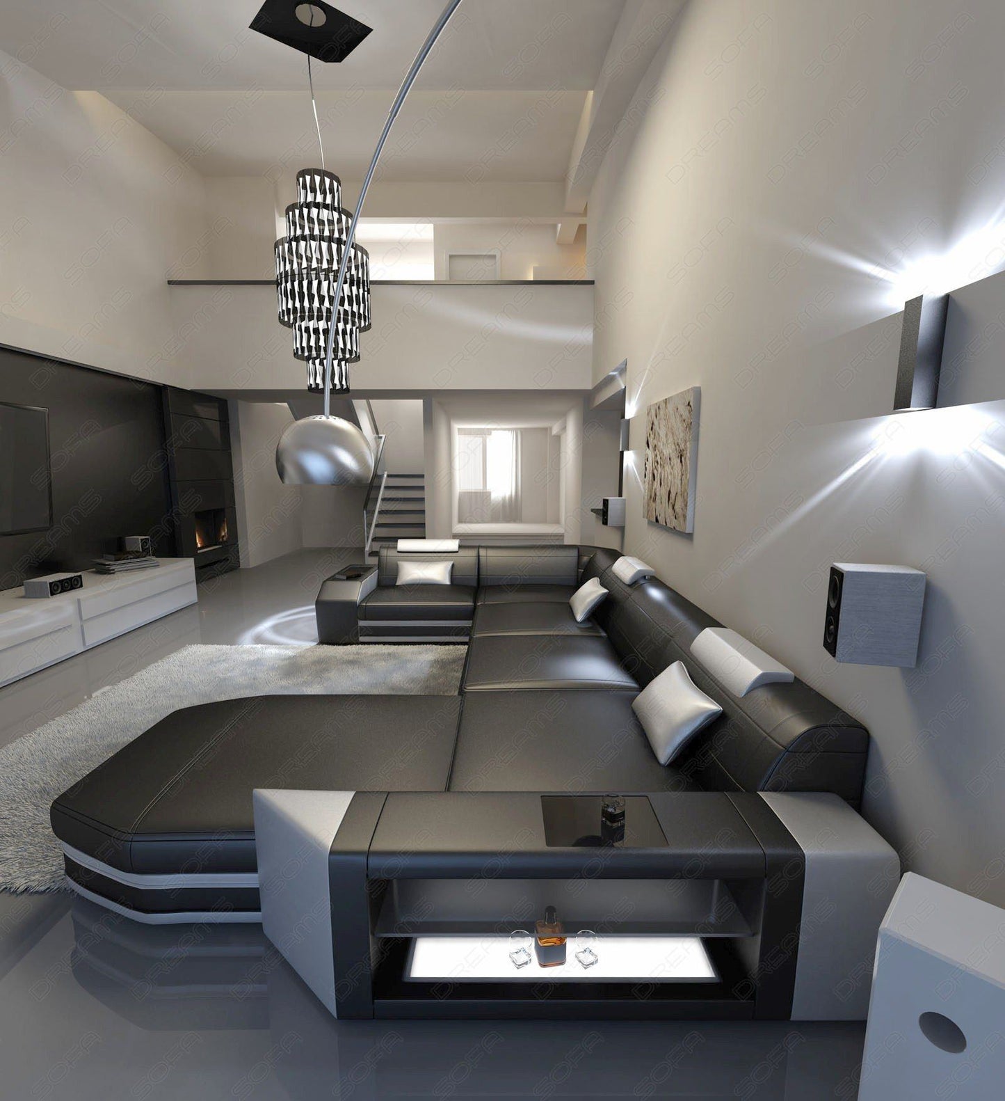 Presto Sectional As A U Shape With Light
