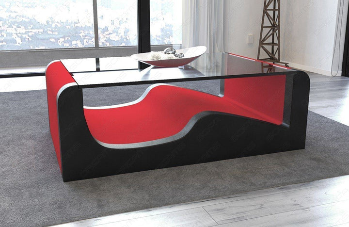 Designer Stoff Couchtisch Wave in rot - Mineva20 Mikrofaser Stoff
