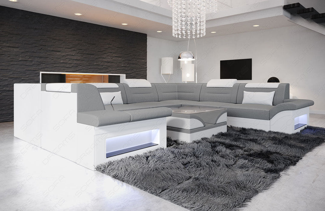 Wohnlandschaft Brianza U Form in silver - Altara6A - Wildleder Optik