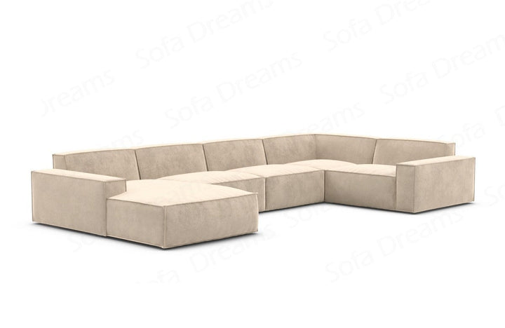 Luxus Polster Wohnlandschaft Formenta U Form mit Samtstoff-Bezug in Creme