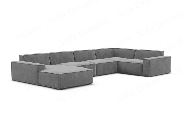 Luxus Polster Wohnlandschaft Formenta U Form mit Samtstoff-Bezug in Dunkelgrau