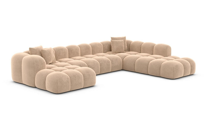 Moderne Stoff Wohnlandschaft Formentera XXL mit Samtstoff Bezug - Beige