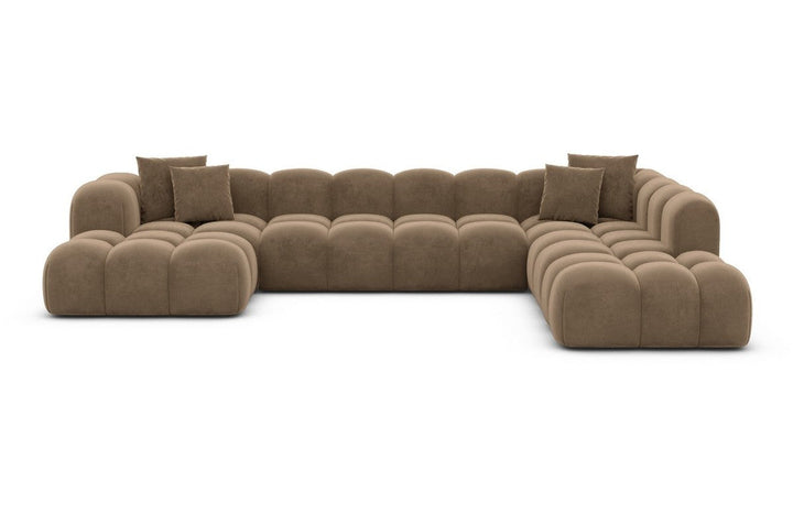Moderne Stoff Wohnlandschaft Formentera XXL mit Samtstoff Bezug - Braun